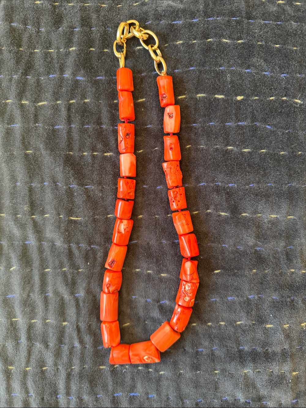 Red Coral-Style Bead Necklace